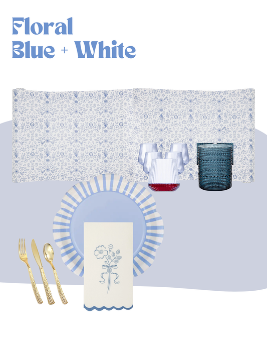 Floral Blue + White
