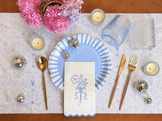 Floral Blue + White